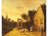 Dorfansicht mit Boule-spielern by David Teniers d.J., oil on canvas, offered Sep 2025