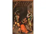 Die Enthauptung des Heiligen Johannes by Italienischer Manierist des 16. Jahrhunderts, oil on panel, offered Dec 2023