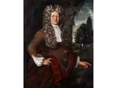 Portrait Eines Gentleman mit Gehstock by Jonathan Richardson, oil on canvas, offered Sep 2025