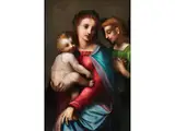 Maria mit dem Kinde und Einem Engel by Domenico Bartolomeo Ubaldini il Puligo, oil on panel, offered Sep 2023