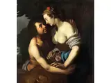 Granida und Daifilo by Jacob Adrianesz. de Backer 1608 – 1651, Kreis des, oil on canvas, offered Mar 2025