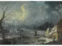 Dorflandschaft im Winter by Robert Griffier, oil on canvas, sold Mar 2025