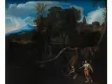 Tobias und der Engel by genannt Il Bolognese Giovanni Francesco Grimaldi, oil on canvas, sold Dec 2018