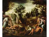 Die Erschaffung von Adam und eva Sowie das Paradies Eden by Pauwels Franck, oil on copper, offered Mar 2024