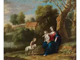 Maria mit dem Christuskind Sowie Johannes mit dem Lamm Gottes by Abraham Willemsens, oil on copper, offered Mar 2026