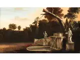 Parkbrunnen mit Liegendem Mann by Jan Blom, oil on canvas, offered Jun 2024