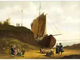 Anlandendes Segelschiff by Ludolf Backhuysen d. Ä., oil on canvas, sold Jun 2025