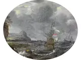 Auf der Stürmischen see by Simon de Vlieger, oil, offered Dec 2024