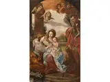 Die Mystischen Vermählung der Heiligen Katharina mit dem Jesuskind, Begleitet von dem Heiligen Georg und Engeln by Bartolomeo Signorini, oil on canvas, offered Sep 2023