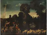 Verkündigung an die Hirten by Pedro Orrente, oil on canvas, offered Jun 2024