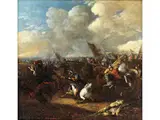Reitergefecht by Jan Peter van Bredael d. Ä., oil on copper, offered Jun 2023