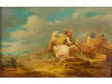 Reitergefecht in Landschaft by Adam Frans van der Meulen, oil on panel, offered Jun 2023