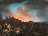 Schlacht Zwischen by Pietro Domenico Olivero, oil on canvas, offered Mar 2023