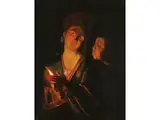 Dame und Kind bei Kerzenschein by Arnold Boonen, oil on canvas, offered Jun 2023