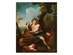 Bacchus mit Putti by Michele Rocca, oil on canvas, offered Dec 2021