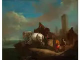 Schimmel und Arbeiter by Philips Wouwerman, oil, offered Apr 2016