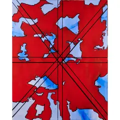 Untitled (Blue and Red) by Bernard Winitz, acrylic on canvas, sold Aug 2024