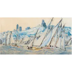 Sailboats on the San Francisco Bay by Joseph Raphael, monotype, sold Aug 2024