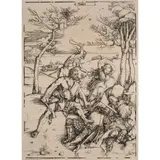 Hercules Conquering the Molionide Twins," (circa 1496-97) by Albrecht Durer, woodcut on thicker laid paper, sold Aug 2024