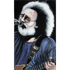 Jerry Garcia by Gene Mosles, 1993, acrylic on board, sold Aug 2024