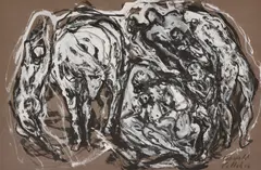 Untitled by Kenneth Callahan, Tempera and Ink on Paper 12"x18" Image. Northwest mystic composition with figures, sold May 2026
