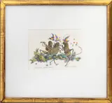 Cricket Celebration by Irene Haas, Watercolor on Paper with Collage Confetti Elements, sold Nov 2025
