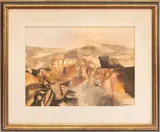 Abstract Landscape Scene by Roger Blaquière, 1962, Gouache on Paper, sold Nov 2025