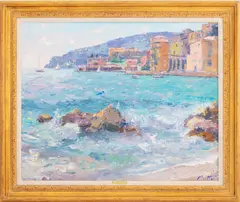 Seascape (France) by Pierre Bittar, Oil on Canvas, sold Nov 2025