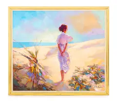 Woman on the Beach by Nicola Simbari, Oil on Canvas, sold Nov 2025