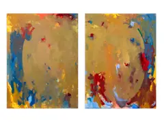 Abstract Composition Diptych by Robert O'Meara, Oil on Canvase, sold Nov 2025