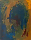 Abstract Composition in Blue and Yellow by Robert O'Meara, Oil on Canvas, sold Nov 2025