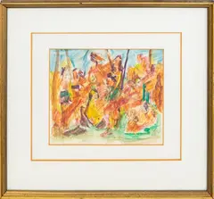 Abstract Figural Composition by Marcel Janco, Watercolor on Paper, sold Nov 2025