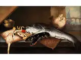 Stillleben mit Fisch, Hummer und Krebs by Isaac van Duynen, oil on copper, sold Sep 2020