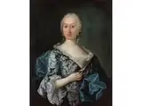 Halbbildnis Einer Dame in Blauem Brokatkleid by Pietro Longhi, oil on canvas, offered Dec 2024