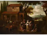 Der Traubenmarkt Nach der Ernte by Pieter van Bloemen, oil on canvas, sold Jul 2018