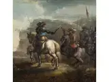 Schlachtreiter in Bergiger Landschaft by Francesco Simonini, oil on canvas, offered Dec 2025