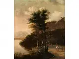 Landschaft mit Baumgruppe am Ufer Eines Flusses mit Figurenstaffage by Willem Schellinks, oil, offered Sep 2018