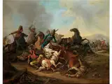 Reiterschlacht by Karl Ludwig Reuling, oil on canvas, offered Apr 2016