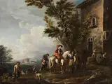 Rast vor dem Wirtshaus by Antonio Diziani, oil on canvas, offered Mar 2024