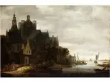 Die Stadt am Fluss by Wouter Knijff, oil on panel, offered Sep 2015