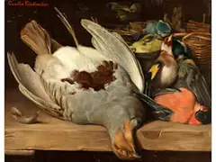 Stillleben mit Vögeln by Camilla Friedländer, oil on panel, offered Jun 2021