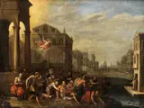Heilung der Kranken by Joost Cornelis Droogsloot, oil on canvas, sold Dec 2025