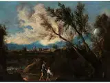 Berglandschaft mit Wanderern by Antonio Francesco Peruzzini, oil on canvas, sold Dec 2018