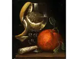 Kleines Stillleben mit Römerglas, Messer und Orange by Martinus Nellius, oil, sold Sep 2019