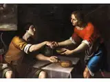 Allegorie der Caritas by Italienischer Caravaggist, oil on canvas, offered Mar 2025