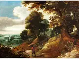Bergige Landschaft mit Figuren by Sebastian Vrancx, oil on panel, offered Jun 2025