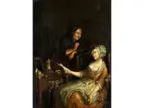 Der Ratschlag der Mutter by Pierre-Alexandre Wille, oil on panel, offered Sep 2024