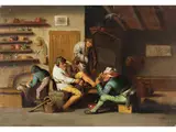 Der Fusschirurg mit Seinem Patienten by Anthonie Victoryns, oil on panel, sold Mar 2025