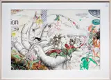 Large Hand with Flowers by Djuul Price, 2007, mixed media painting on canvas, sold Aug 2024