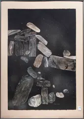 Untitled by Donna Snow, collage on black Arches paper, sold Aug 2024